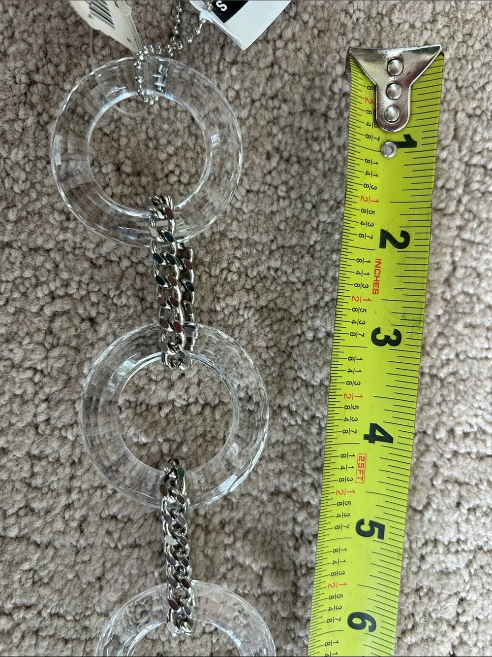 Suzi Roher Clear Ring-Link Acrylic Belt with Silver Hardware